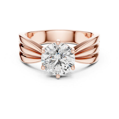14K Yellow Gold Round Lab-Grown Diamond Party Wear Ring – Pure Carat