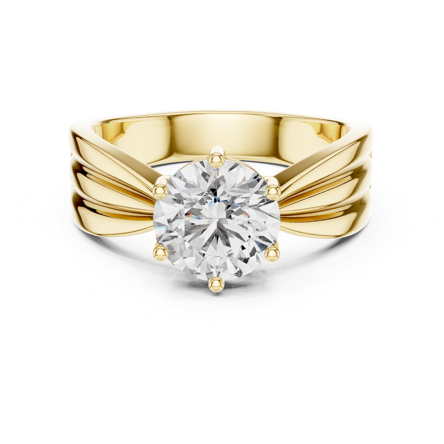 14K Yellow Gold Round Lab-Grown Diamond Party Wear Ring – Pure Carat