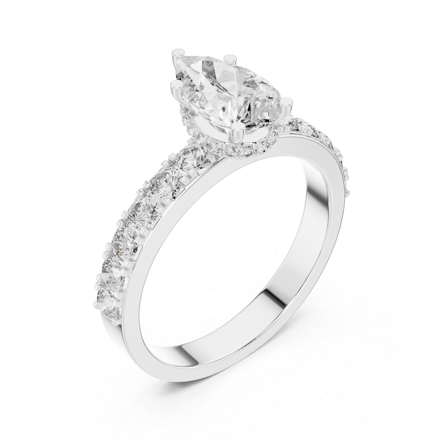 14K Rose Gold Pear & Round Lab-Grown Diamond Stud Ring for Women – Pure Carat