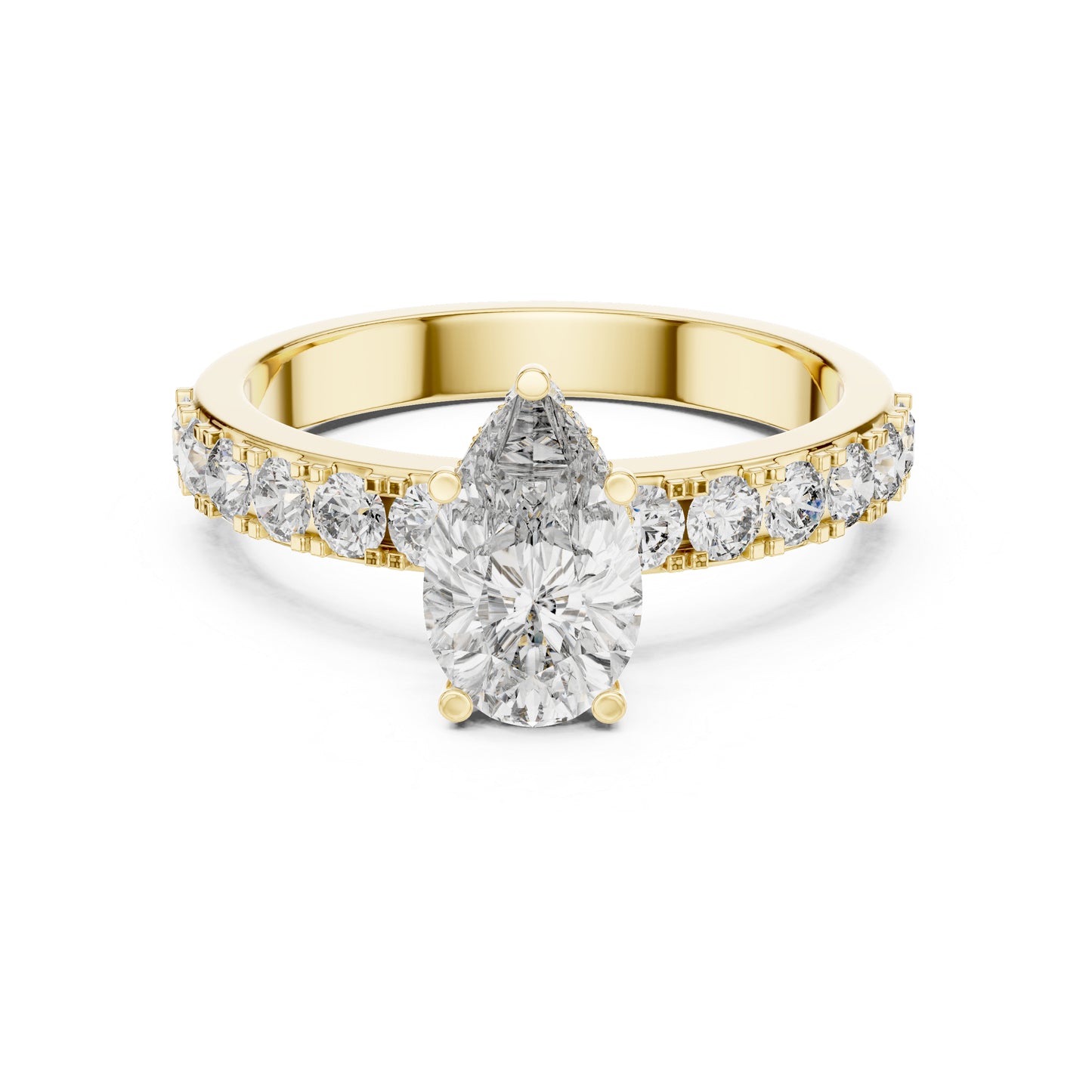 14K Rose Gold Pear & Round Lab-Grown Diamond Stud Ring for Women – Pure Carat