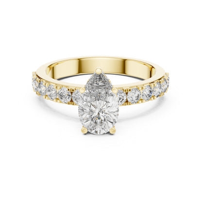 14K Rose Gold Pear & Round Lab-Grown Diamond Stud Ring for Women – Pure Carat
