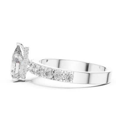 14K Rose Gold Pear & Round Lab-Grown Diamond Stud Ring for Women – Pure Carat