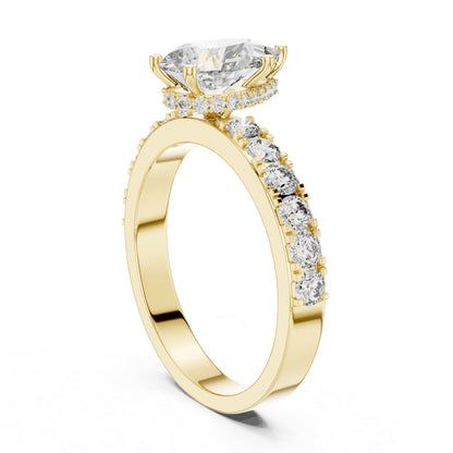 14K Rose Gold Pear & Round Lab-Grown Diamond Stud Ring for Women – Pure Carat