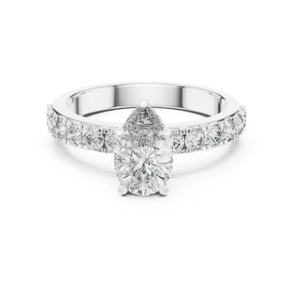 14K Rose Gold Pear & Round Lab-Grown Diamond Stud Ring for Women – Pure Carat