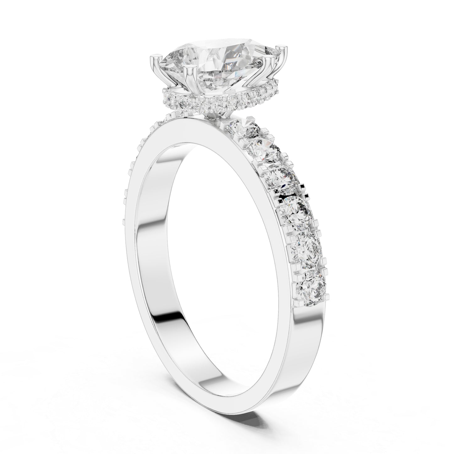 14K Rose Gold Pear & Round Lab-Grown Diamond Stud Ring for Women – Pure Carat