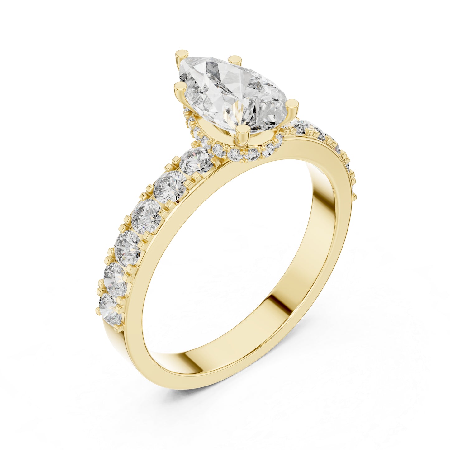 14K Rose Gold Pear & Round Lab-Grown Diamond Stud Ring for Women – Pure Carat