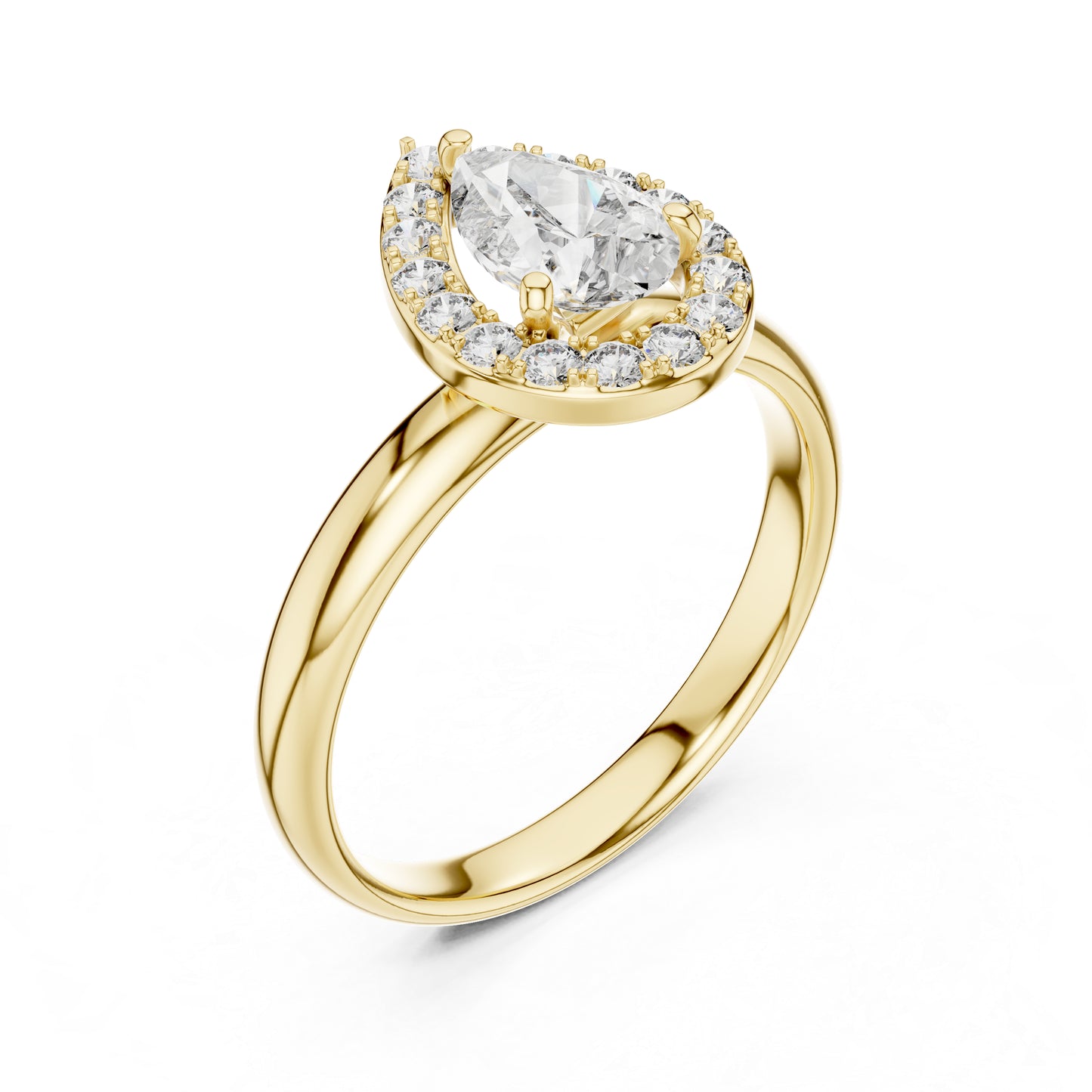 14K Yellow Gold Pear & Round Lab-Grown Diamond Wedding Ring – Pure Carat