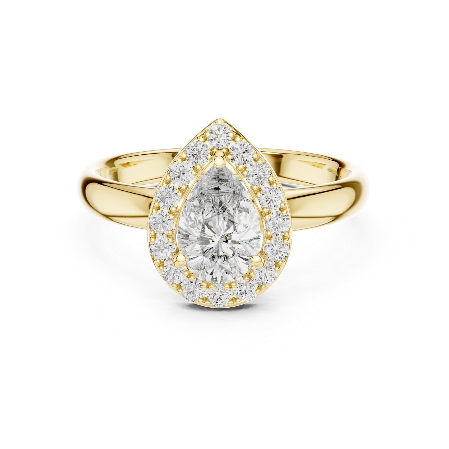 14K Yellow Gold Pear & Round Lab-Grown Diamond Wedding Ring – Pure Carat