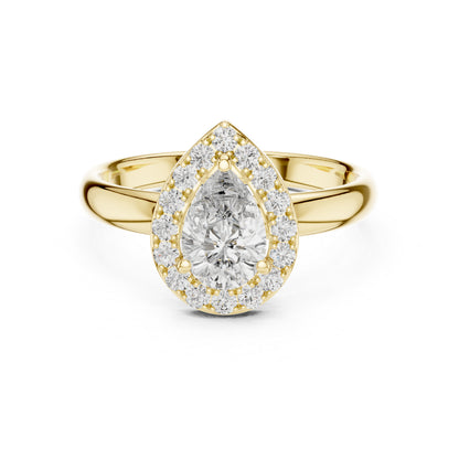 14K Yellow Gold Pear & Round Lab-Grown Diamond Wedding Ring – Pure Carat