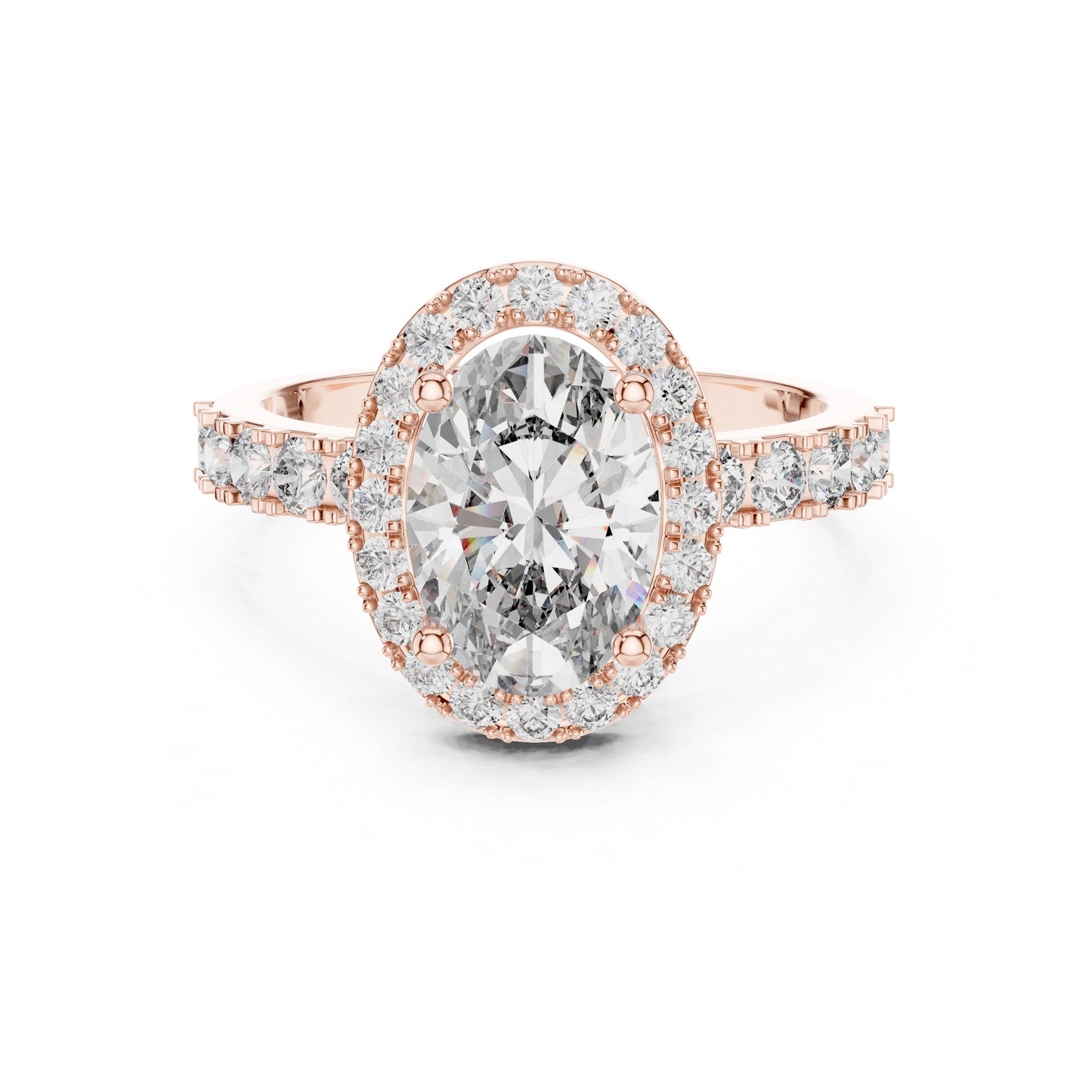 18K White Gold Oval & Round Diamond Drop Ring for Women Everyday Wear Pure Carat