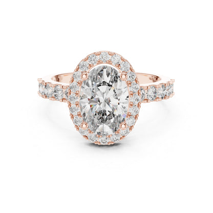 18K White Gold Oval & Round Diamond Drop Ring for Women Everyday Wear Pure Carat