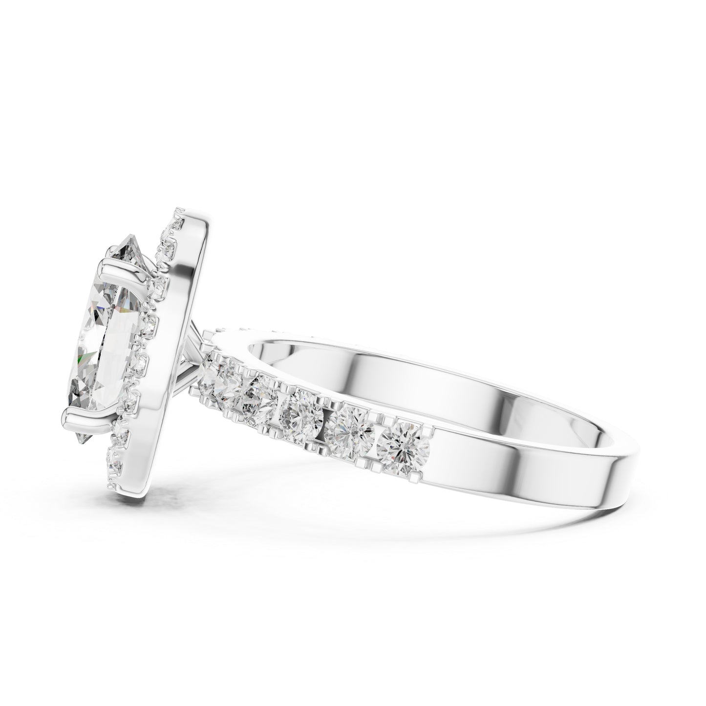 18K White Gold Oval & Round Diamond Drop Ring for Women Everyday Wear Pure Carat