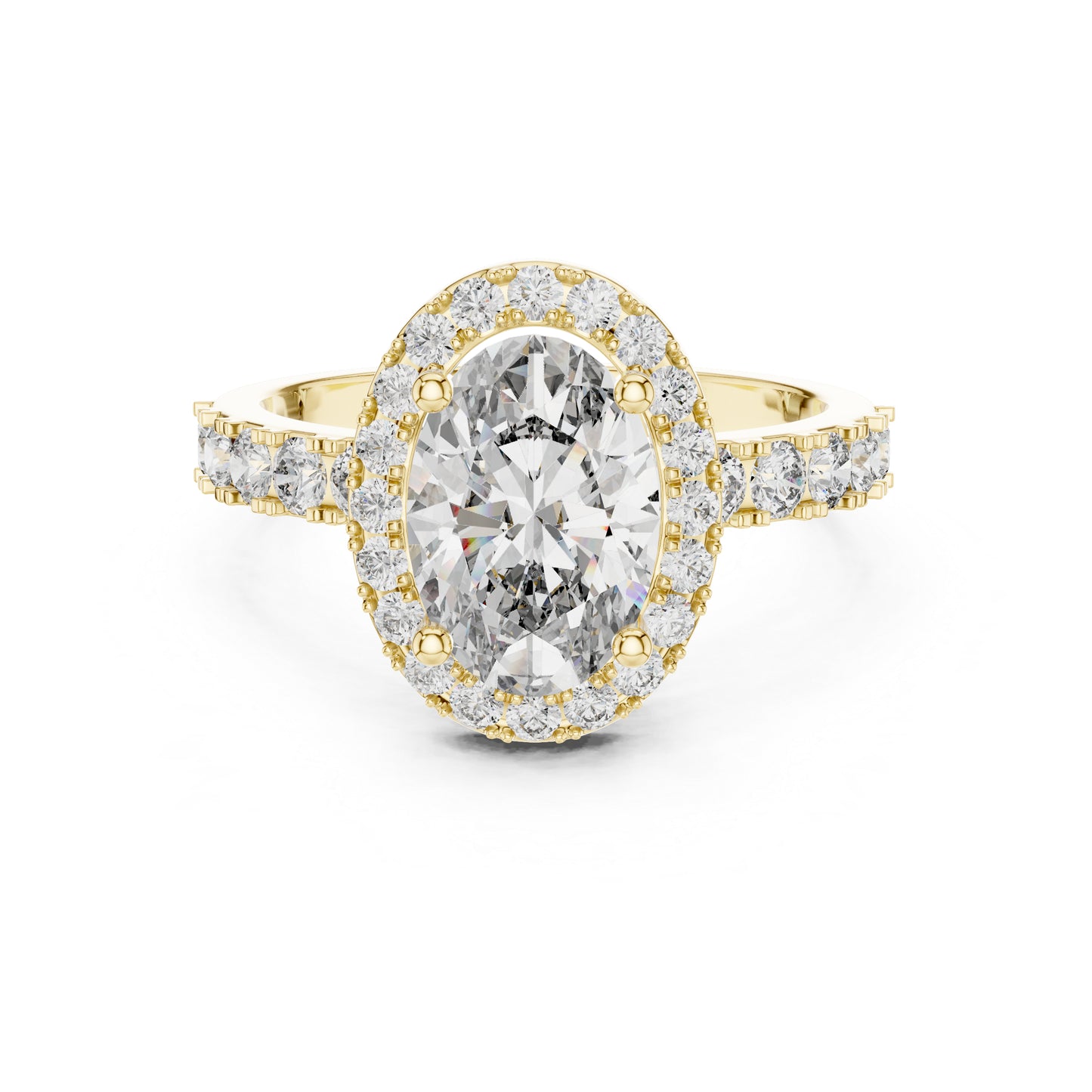 18K White Gold Oval & Round Diamond Drop Ring for Women Everyday Wear Pure Carat