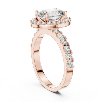 18K White Gold Oval & Round Diamond Drop Ring for Women Everyday Wear Pure Carat