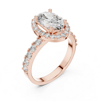 18K White Gold Oval & Round Diamond Drop Ring for Women Everyday Wear Pure Carat