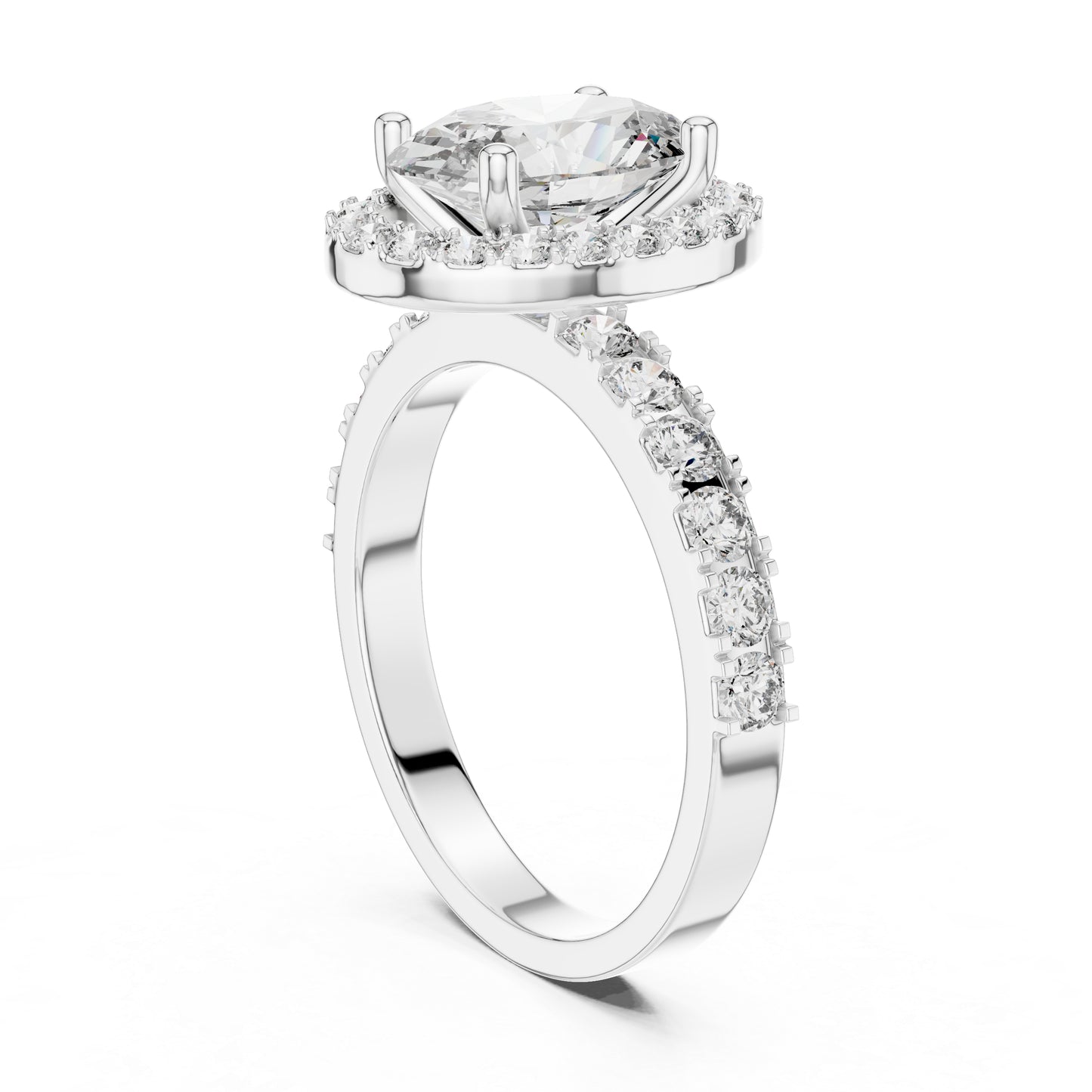 18K White Gold Oval & Round Diamond Drop Ring for Women Everyday Wear Pure Carat