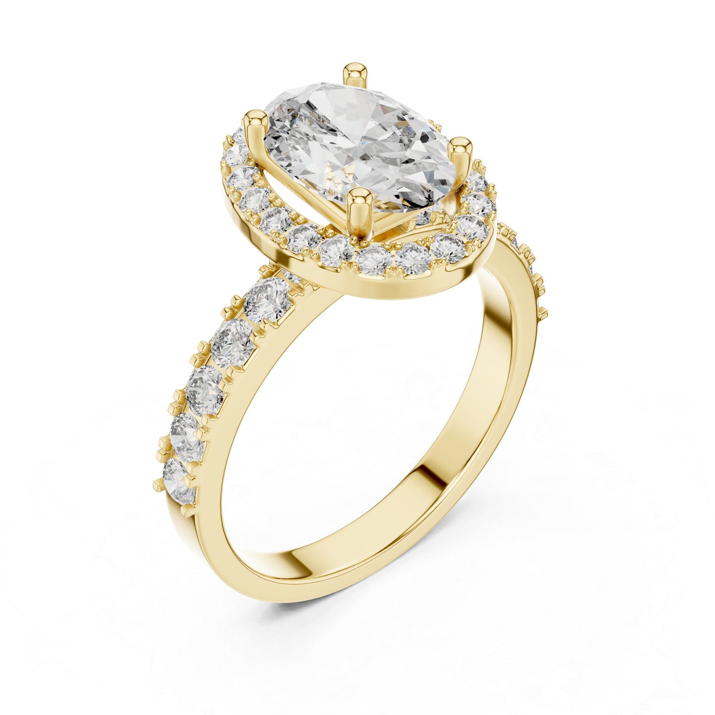 18K White Gold Oval & Round Diamond Drop Ring for Women Everyday Wear Pure Carat