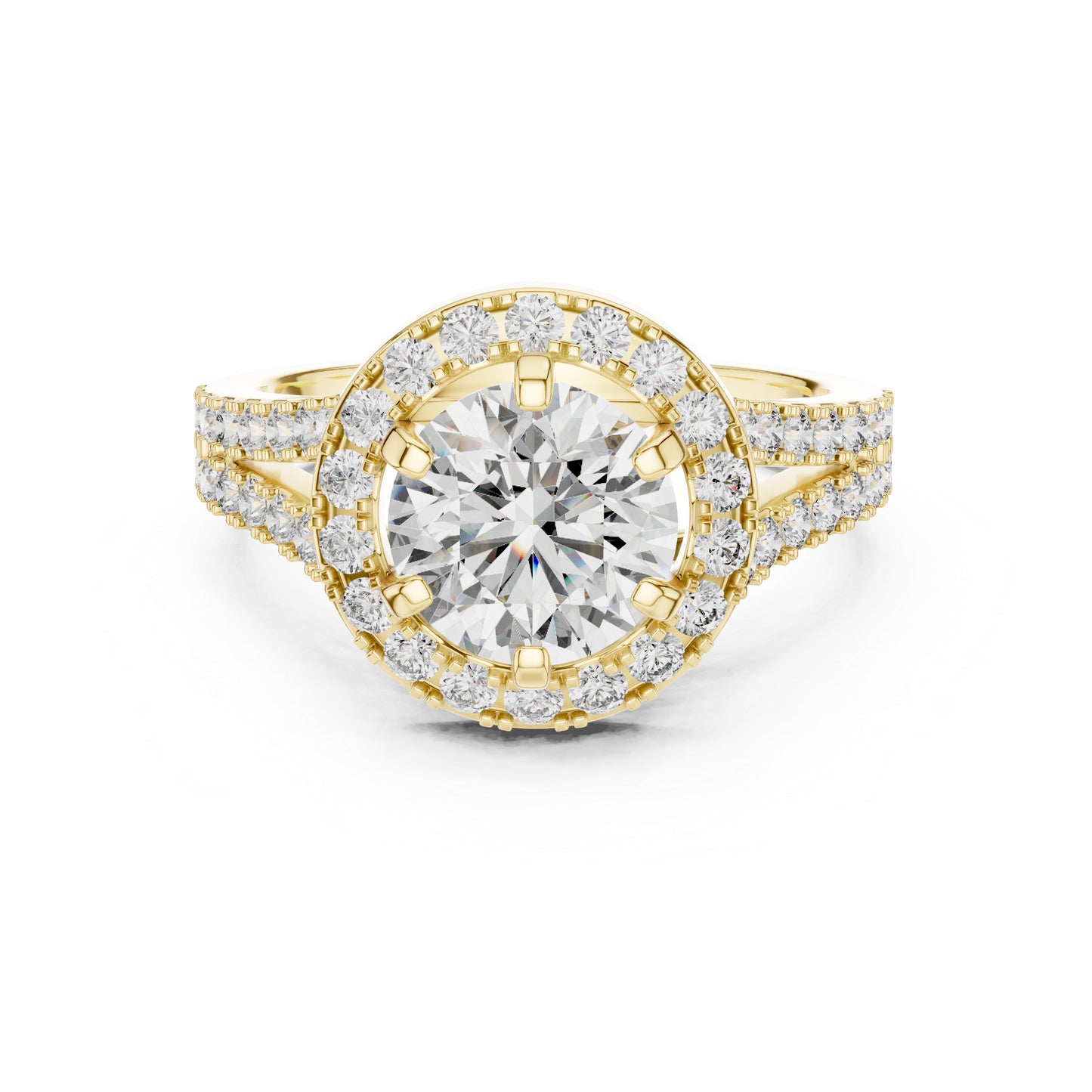 Round Lab-Grown Diamond Drop Ring in 18K Yellow Gold for Women - Pure Carat