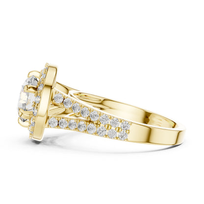 Round Lab-Grown Diamond Drop Ring in 18K Yellow Gold for Women - Pure Carat