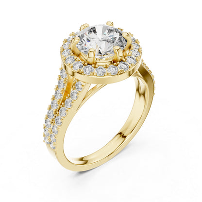 Round Lab-Grown Diamond Drop Ring in 18K Yellow Gold for Women - Pure Carat