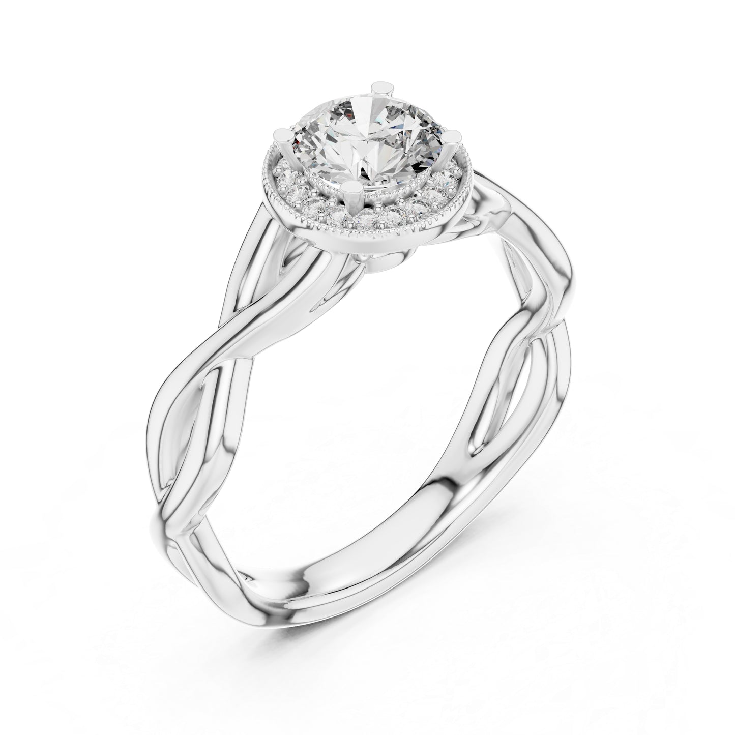 Round Lab-Grown Diamond Ring in 14K White Gold for Women - Pure Carat