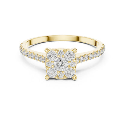 Pure Carat 14K Yellow Gold Ring with Round Lab-Grown Diamond – Women’s Office Jewellery