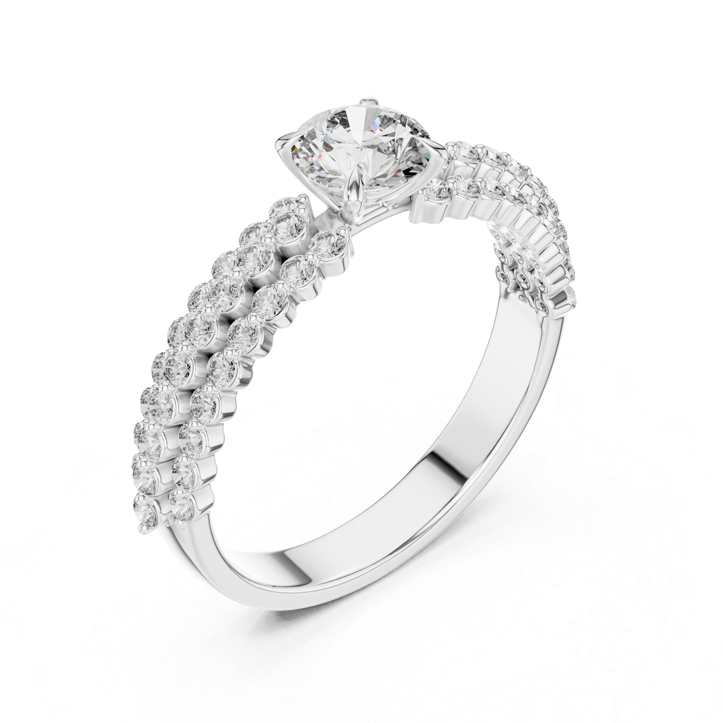 18K White Gold Round Lab-Grown Diamond Ring for Women – Wedding Collection - Pure Carat