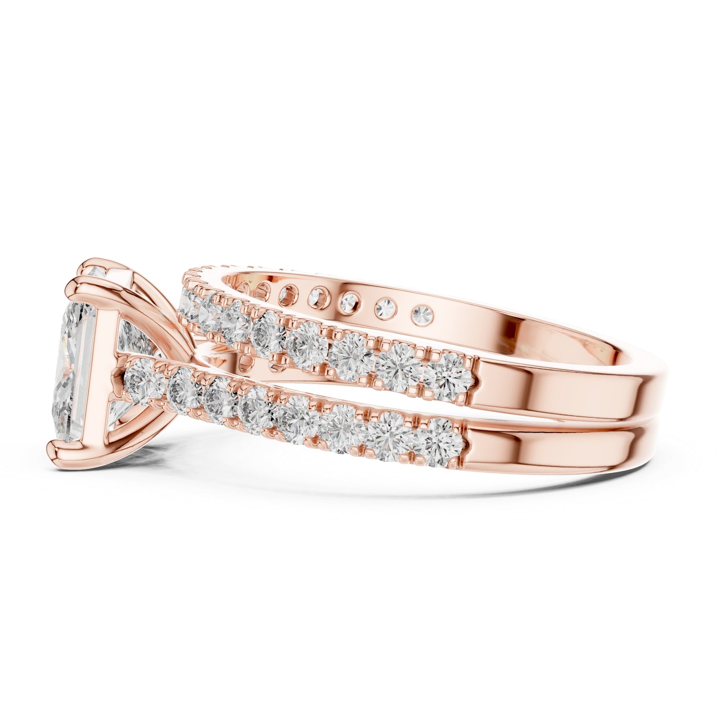 Princess & Round Cut Diamond Stud Ring in 18K White Gold for Women – Pure Carat Collection
