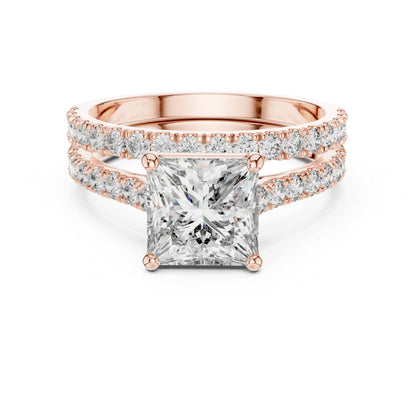 Princess & Round Cut Diamond Stud Ring in 18K White Gold for Women – Pure Carat Collection