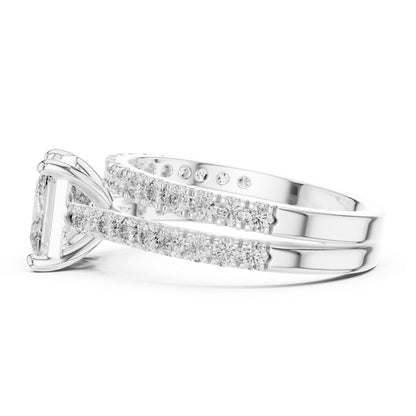 Princess & Round Cut Diamond Stud Ring in 18K White Gold for Women – Pure Carat Collection