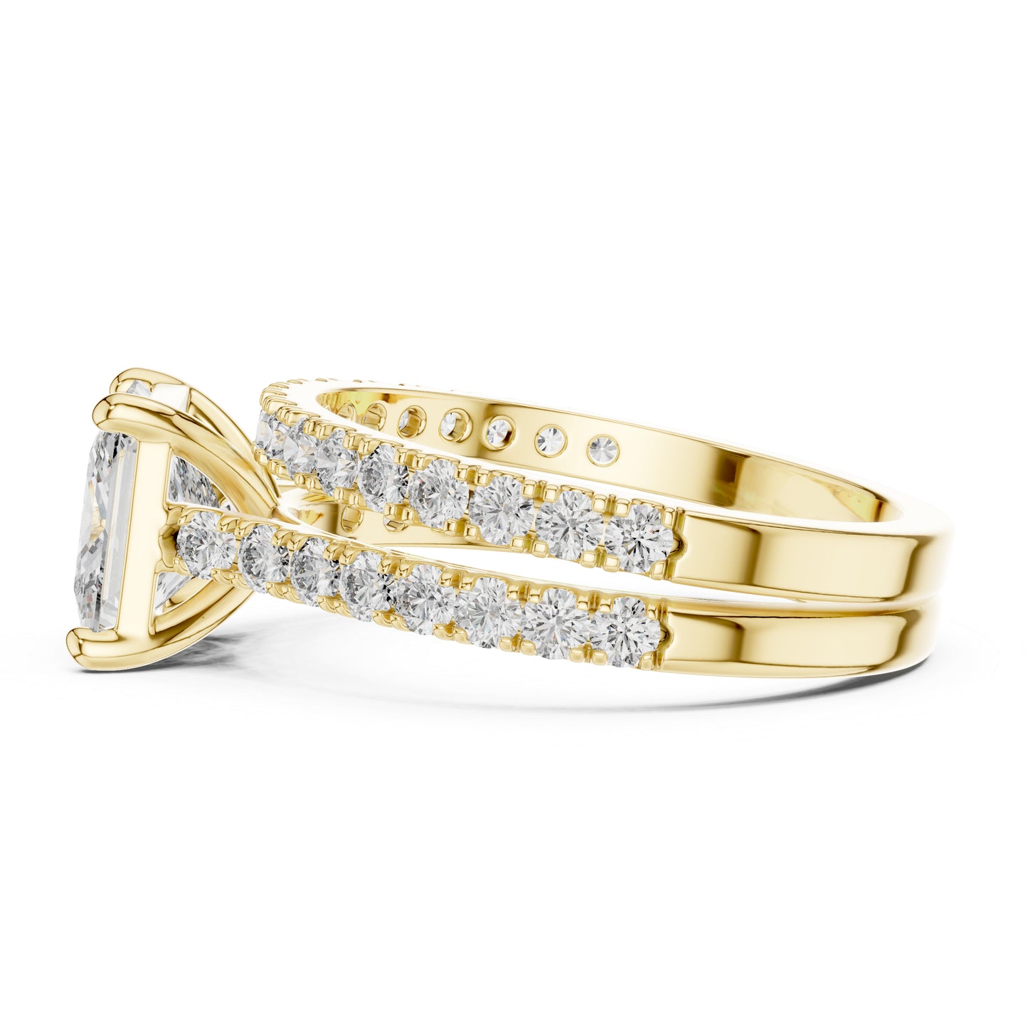 Princess & Round Cut Diamond Stud Ring in 18K White Gold for Women – Pure Carat Collection
