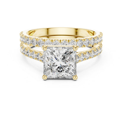 Princess & Round Cut Diamond Stud Ring in 18K White Gold for Women – Pure Carat Collection