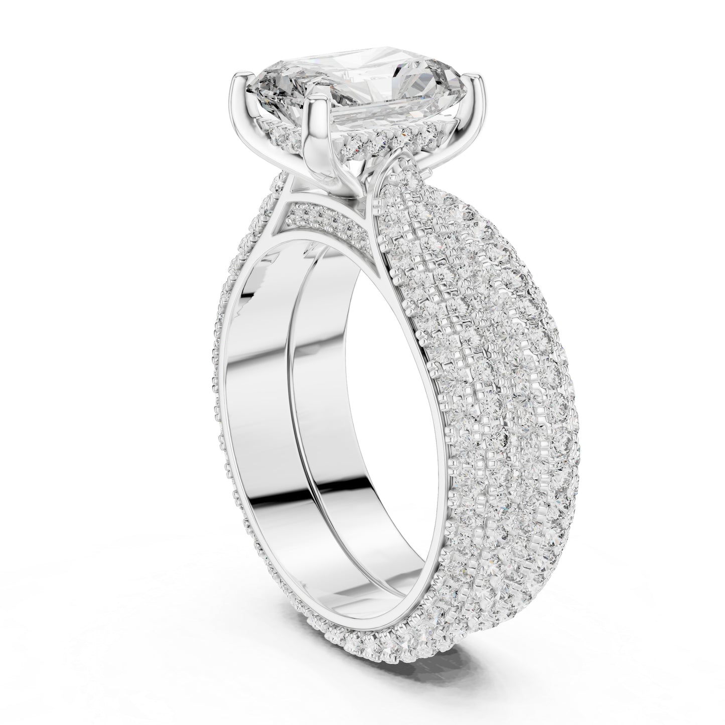 18K Rose Gold Radiant & Round Lab-Grown Diamond Stud Ring for Women – Pure Carat