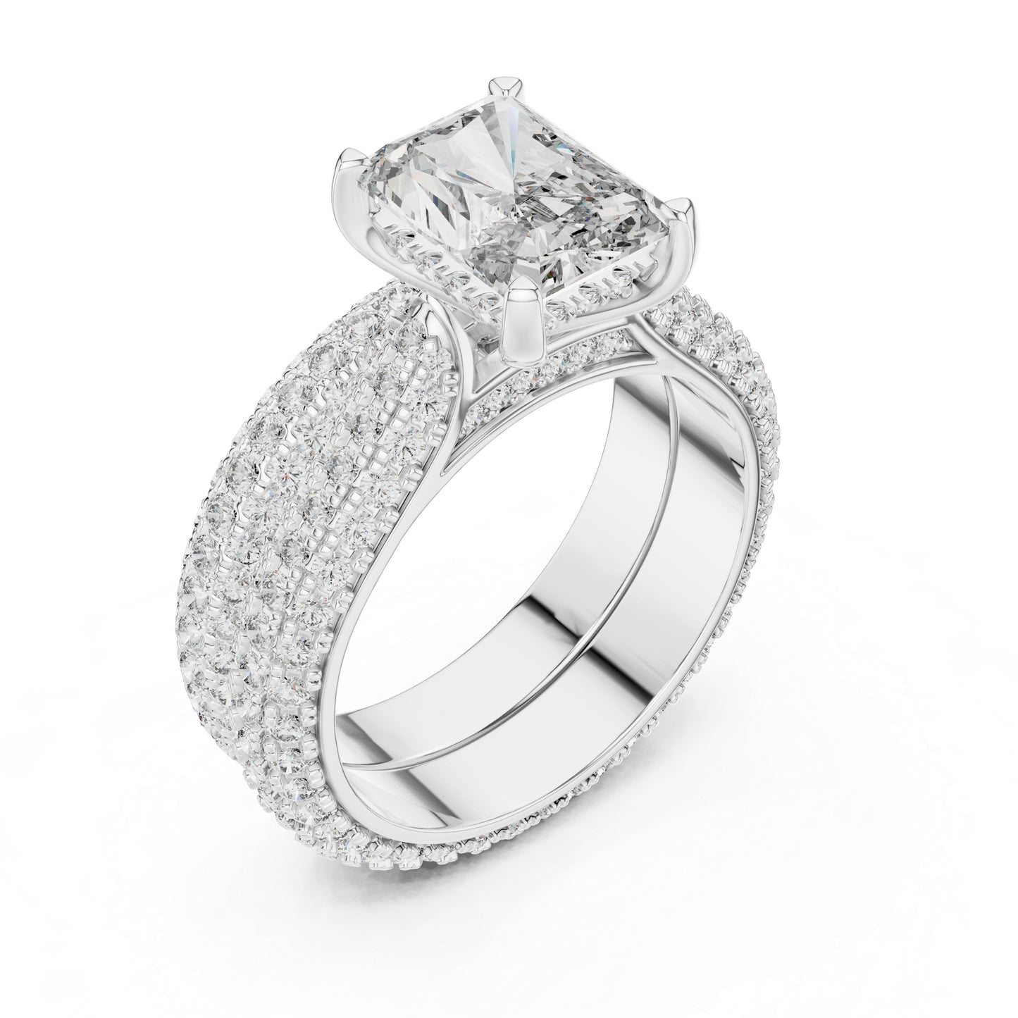 18K Rose Gold Radiant & Round Lab-Grown Diamond Stud Ring for Women – Pure Carat