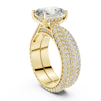 18K Rose Gold Radiant & Round Lab-Grown Diamond Stud Ring for Women – Pure Carat