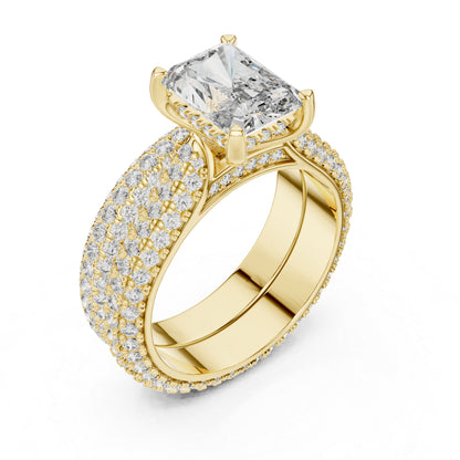 18K Rose Gold Radiant & Round Lab-Grown Diamond Stud Ring for Women – Pure Carat