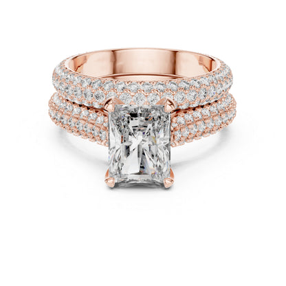 18K Rose Gold Radiant & Round Lab-Grown Diamond Stud Ring for Women – Pure Carat