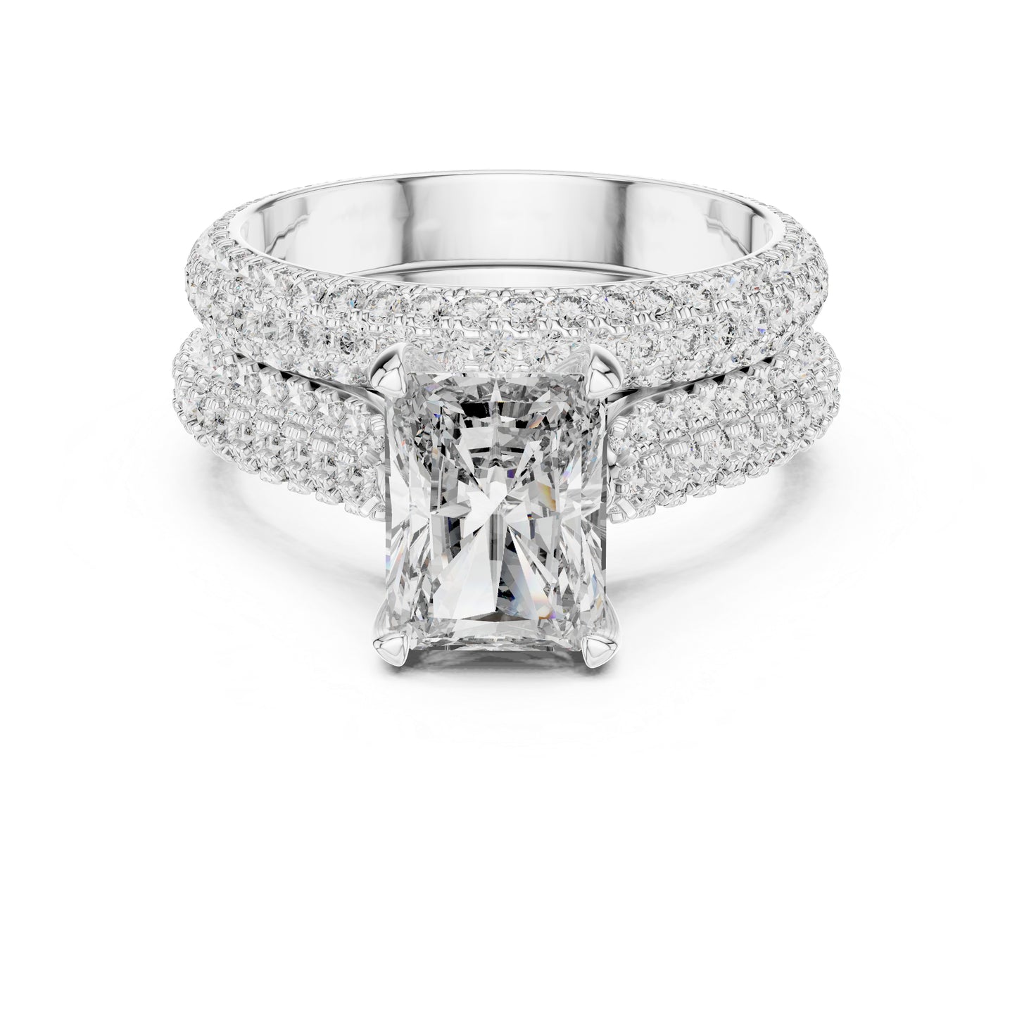 18K Rose Gold Radiant & Round Lab-Grown Diamond Stud Ring for Women – Pure Carat