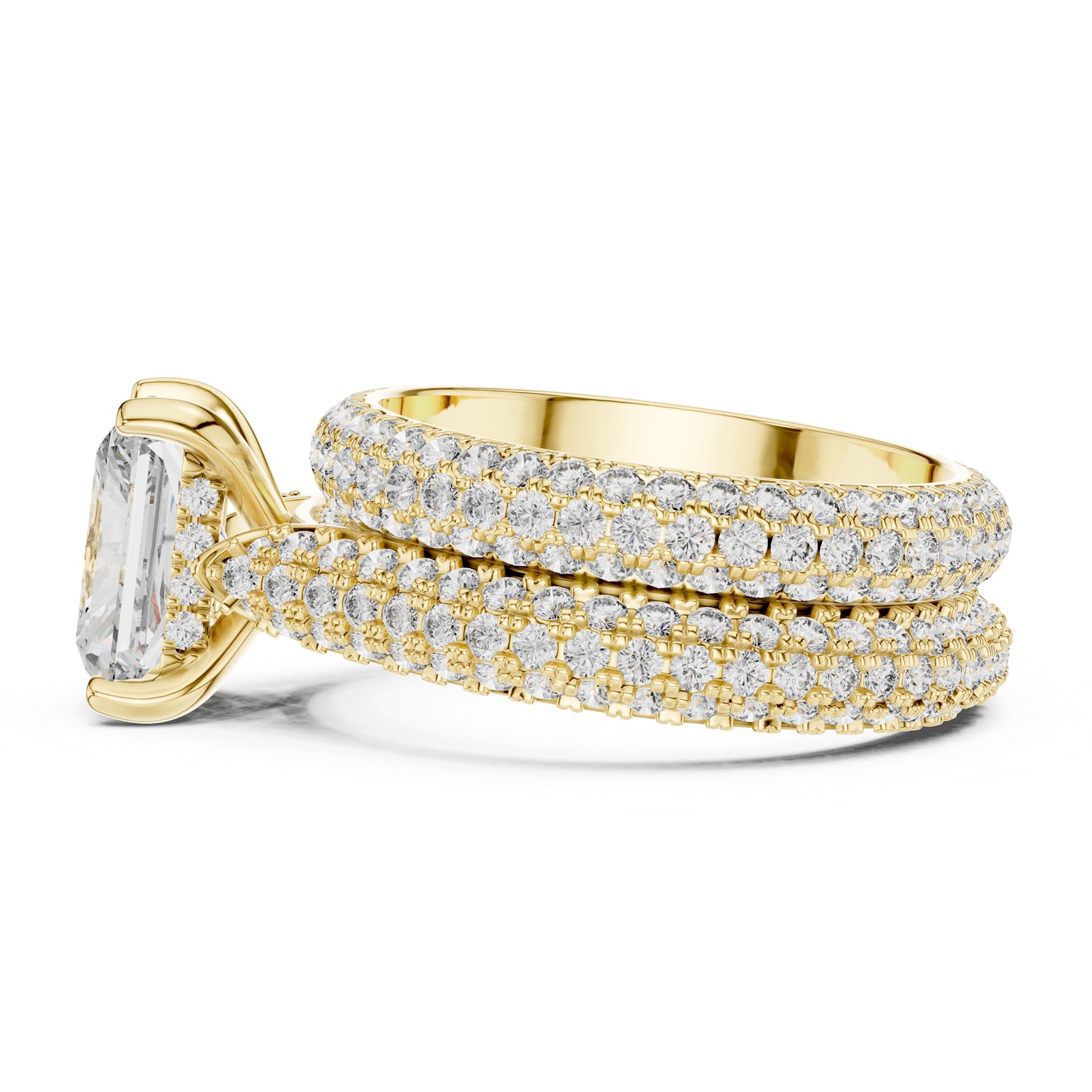 18K Rose Gold Radiant & Round Lab-Grown Diamond Stud Ring for Women – Pure Carat