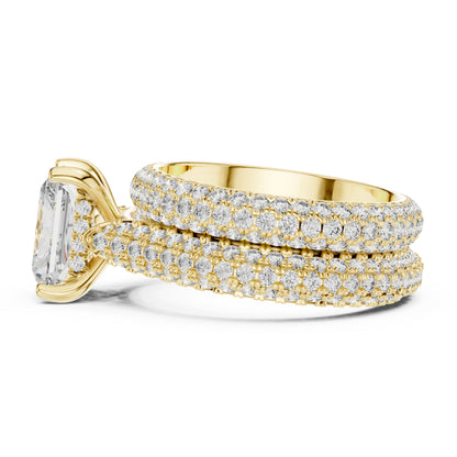 18K Rose Gold Radiant & Round Lab-Grown Diamond Stud Ring for Women – Pure Carat
