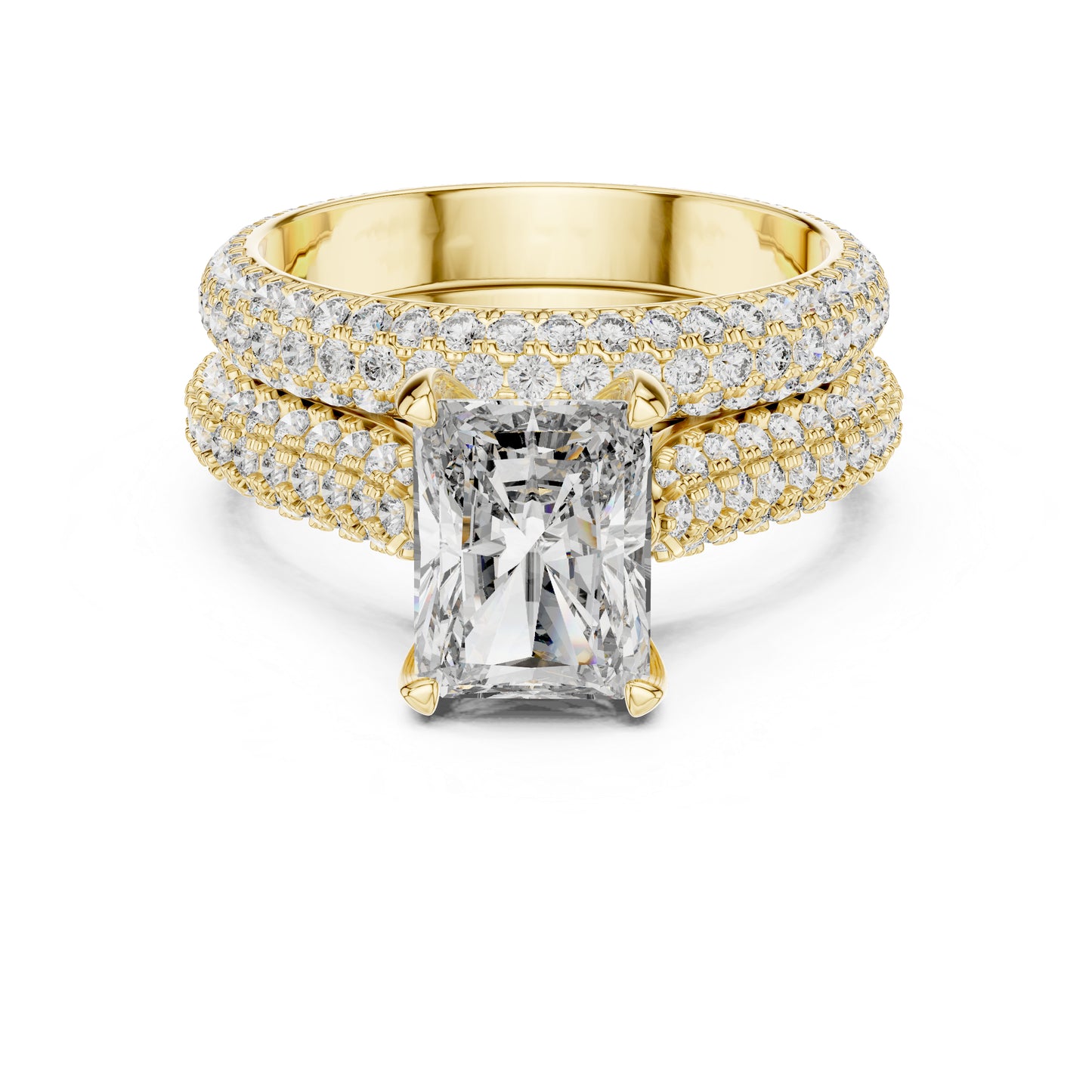 18K Rose Gold Radiant & Round Lab-Grown Diamond Stud Ring for Women – Pure Carat