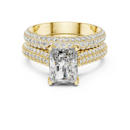 18K Rose Gold Radiant & Round Lab-Grown Diamond Stud Ring for Women – Pure Carat
