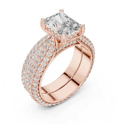 18K Rose Gold Radiant & Round Lab-Grown Diamond Stud Ring for Women – Pure Carat