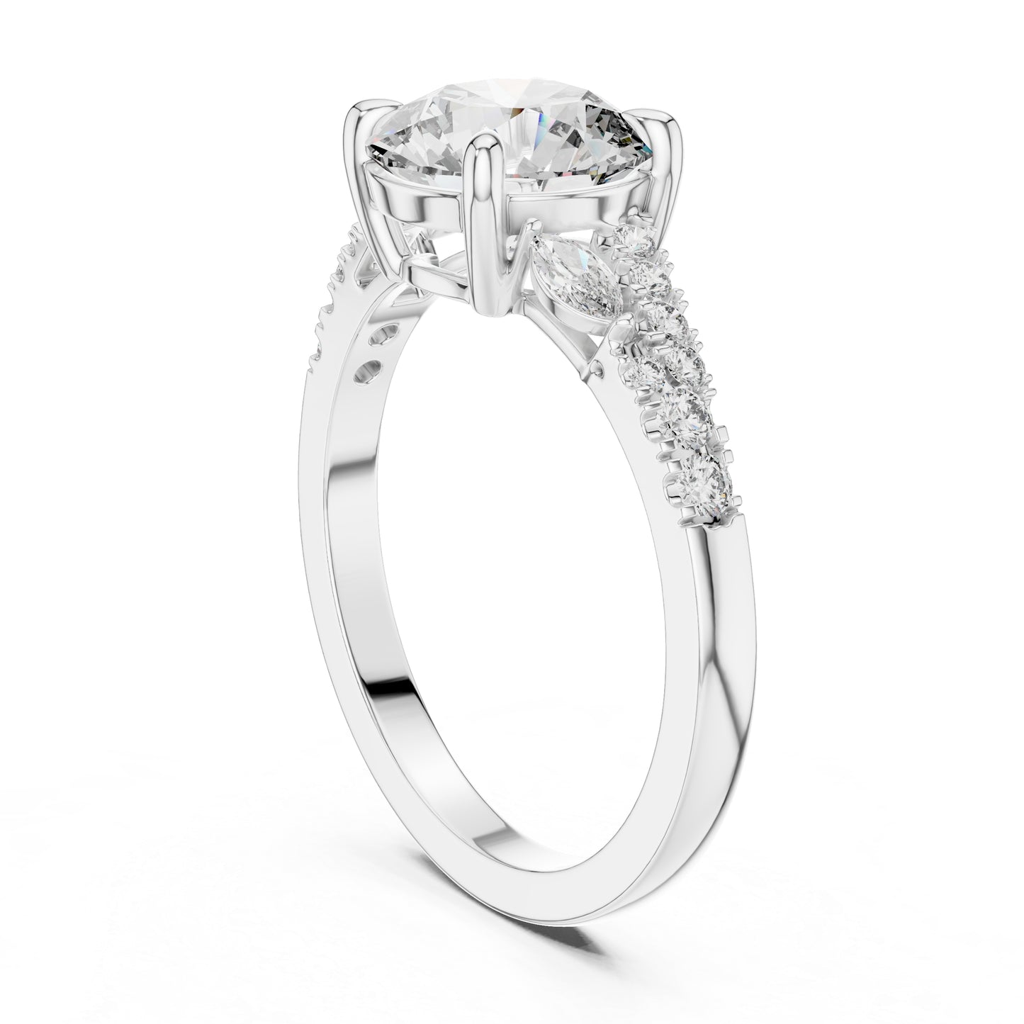 14K Yellow Gold Marquise & Round Cut Diamond Ring for Women – Office Wear - Pure Carat