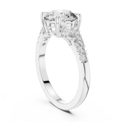 14K Yellow Gold Marquise & Round Cut Diamond Ring for Women – Office Wear - Pure Carat