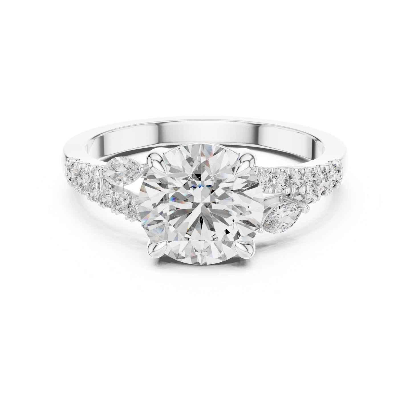 14K Yellow Gold Marquise & Round Cut Diamond Ring for Women – Office Wear - Pure Carat
