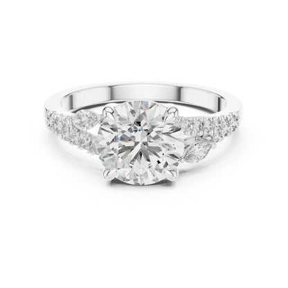 14K Yellow Gold Marquise & Round Cut Diamond Ring for Women – Office Wear - Pure Carat