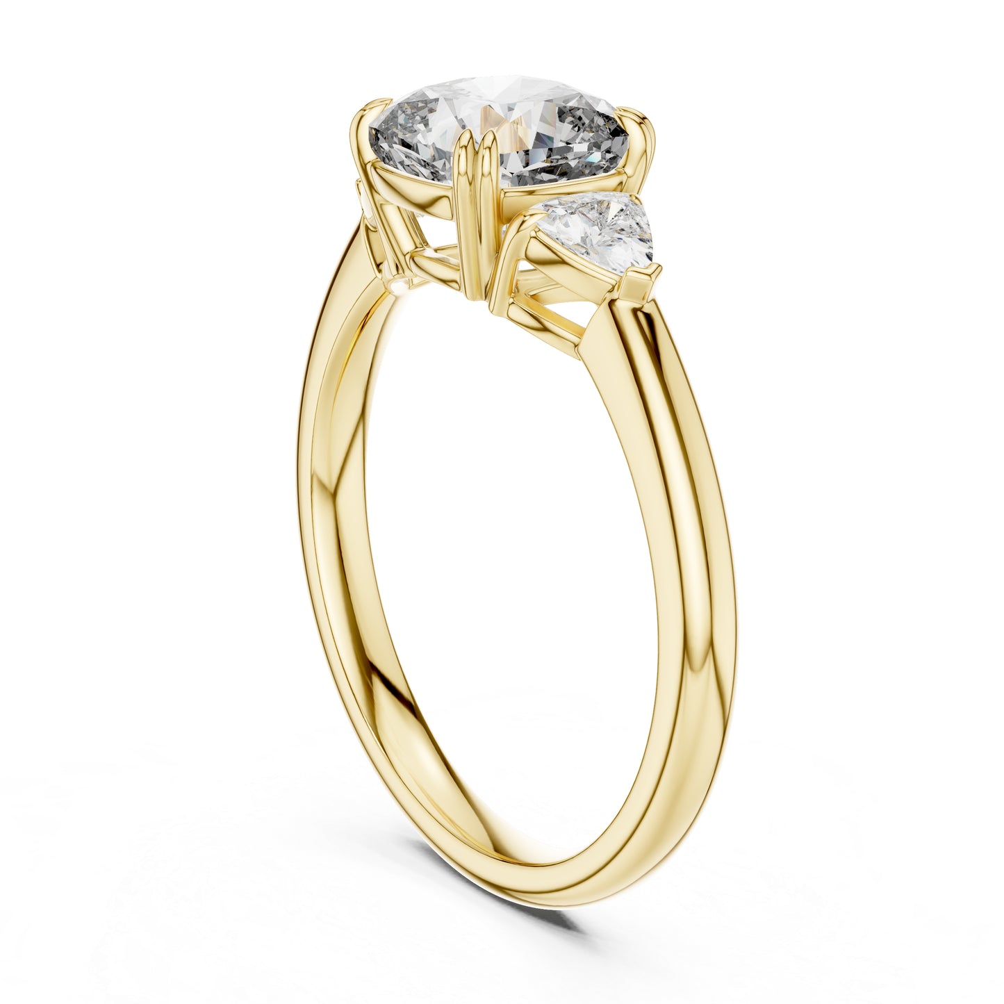 Trillion & Cushion Lab-Grown Diamond Ring in 18K Yellow Gold for Women – Pure Carat