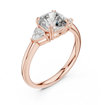 Trillion & Cushion Lab-Grown Diamond Ring in 18K Yellow Gold for Women – Pure Carat