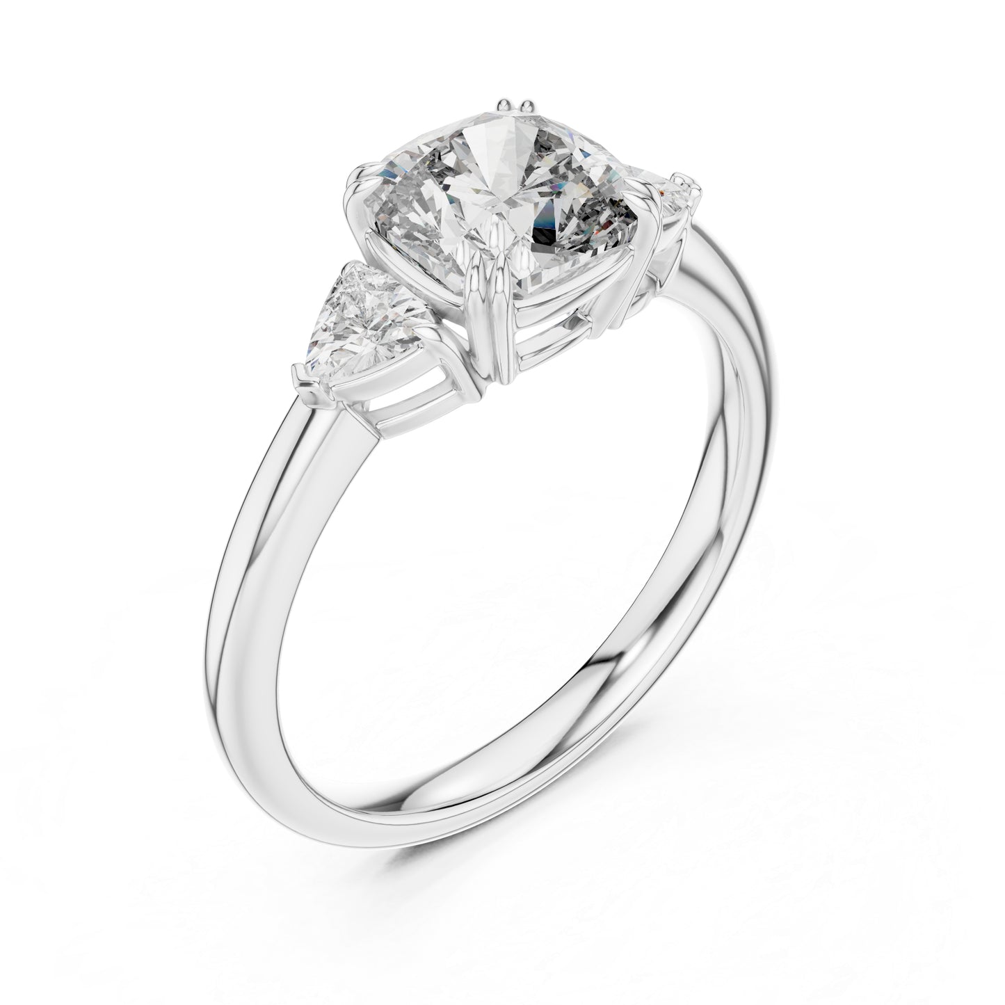 Trillion & Cushion Lab-Grown Diamond Ring in 18K Yellow Gold for Women – Pure Carat